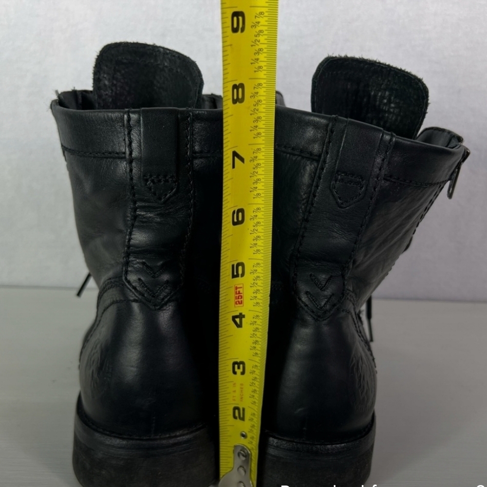 Diesel black leather combat boots outside zip lace mohawk. - Picture 5 of 6